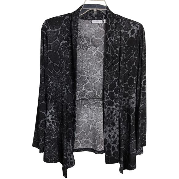 4494)Bundle 2 pcs Susan Graver Open Front Liquid Knit Black Gray Pink Cardigan L - Picture 2 of 11